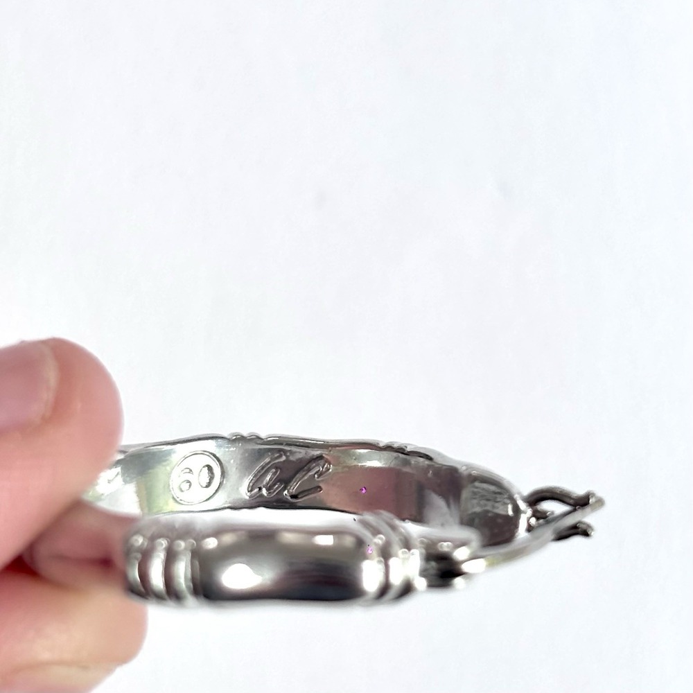 Arthur Court Aluminum Hoop Earrings 1 In Bamboo Round Discontinued Jewelry - Picture 7 of 7